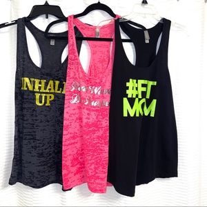 Bundle of 3 graphic workout tank tops